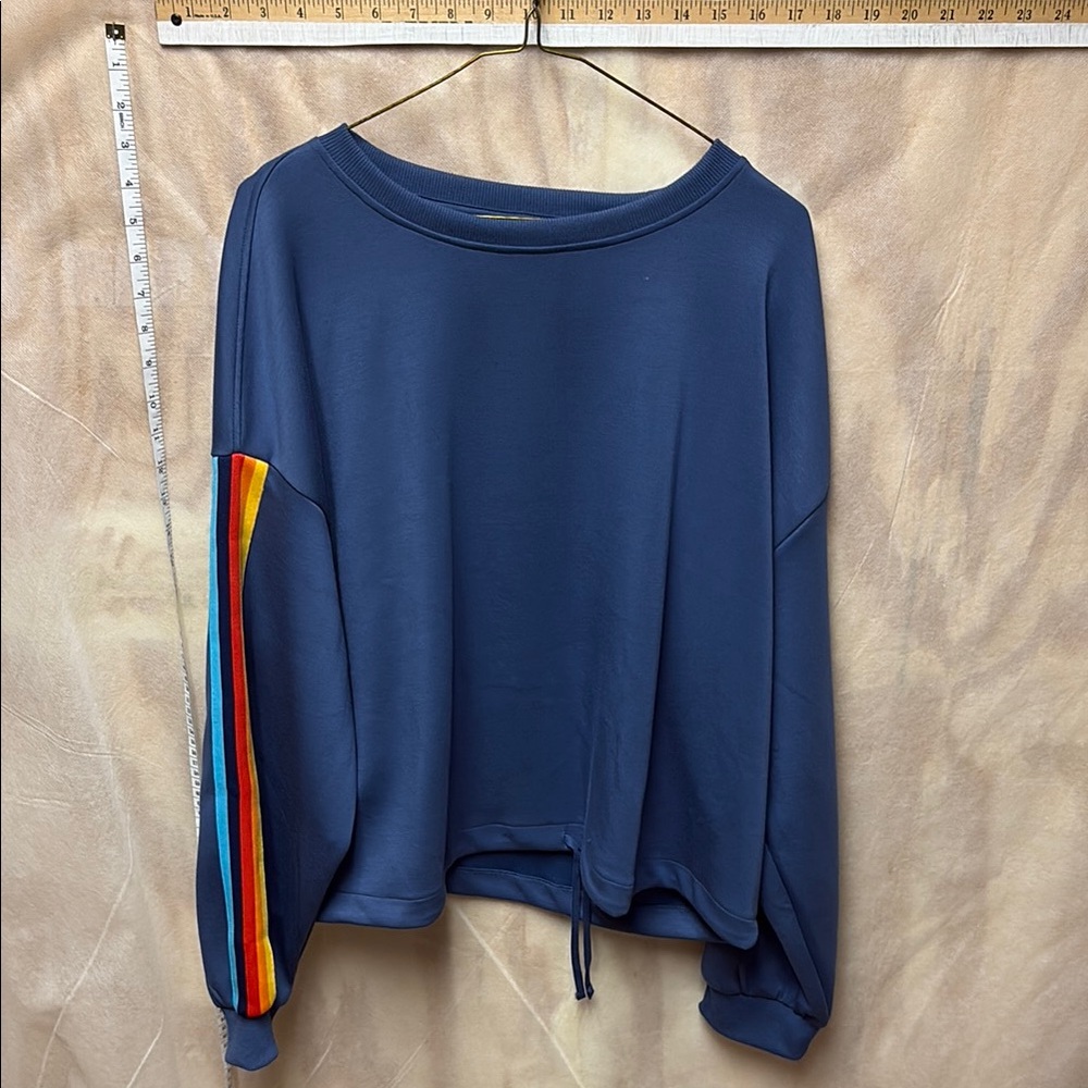 Cropped Long Sleeve Sweatshirt with Orange Accents